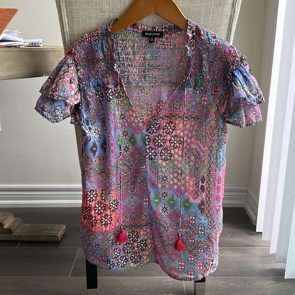 Dear John Multicolour Short Sleeve Peasant Boho Top - Picture 4 of 14